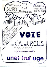 Affiche pour des élections aux CROUS, vers 1985